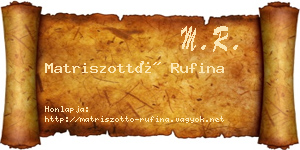 Matriszottó Rufina névjegykártya